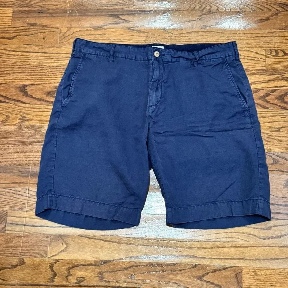 Faherty Navy Blue Linen Blend Shorts. Size 35